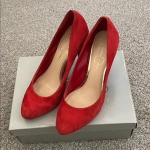 Jessica Simpson Red Suede Heel 8.5 Like New